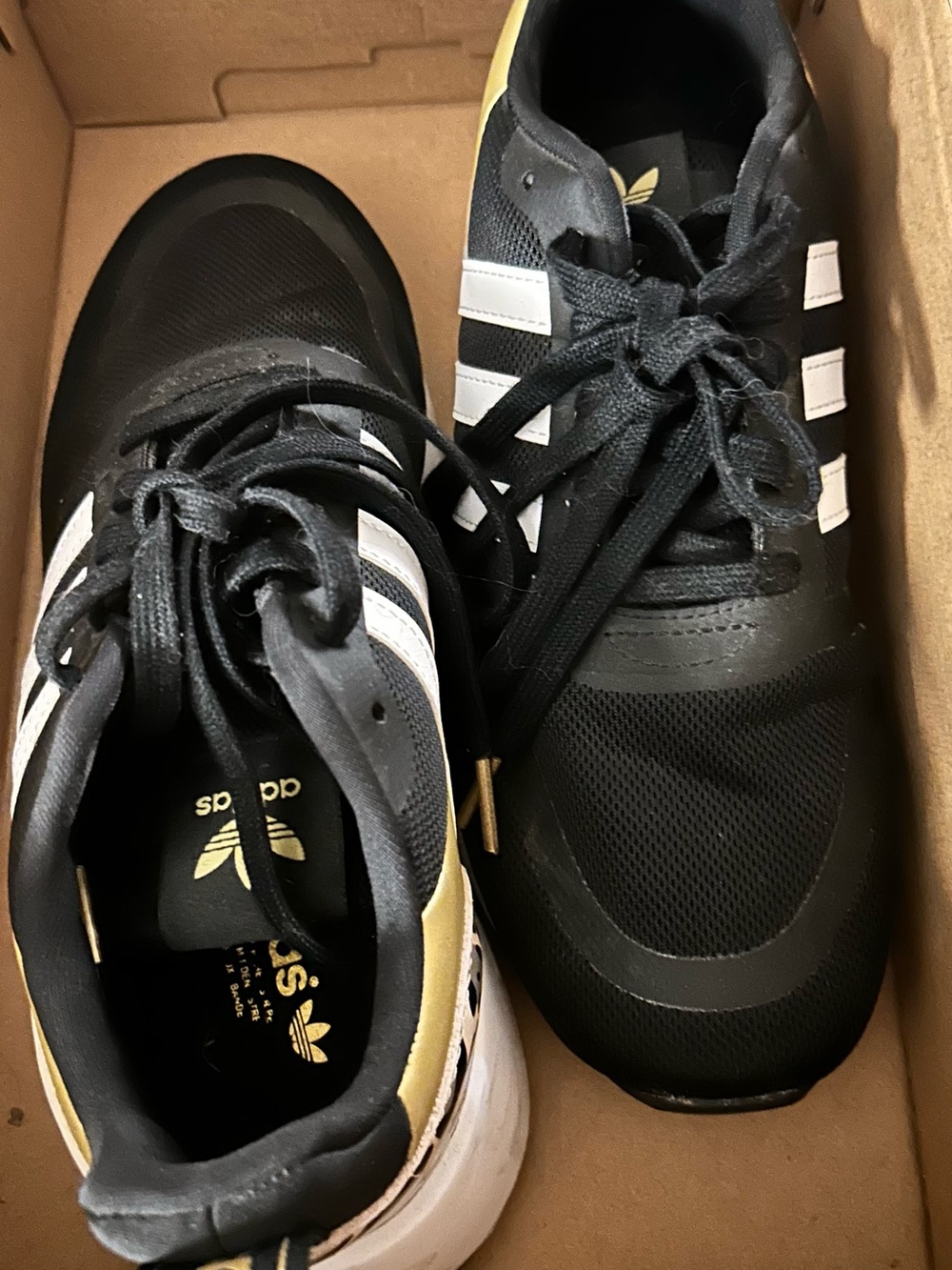 adidas Black White and Gold Women's Lifestyle Sneakers - Picture 4 of 6